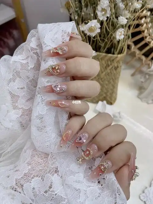 金华腮红美甲带钻78美甲巨闪巨显白